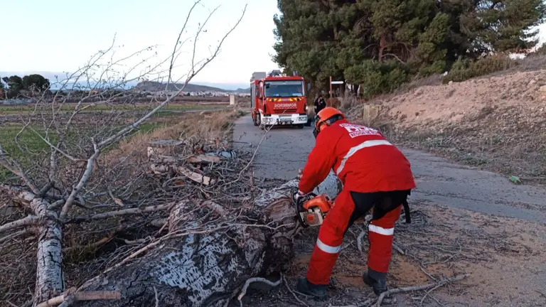 Bomberos del CEIS han tenido que acudir a varios derrumbes en Caravaca y Jumilla a causa del viento