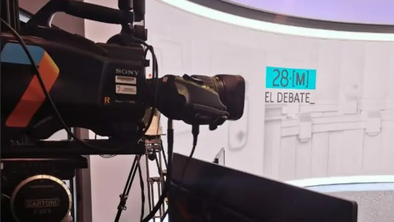 Plat&oacute; de La7 durante el debate electoral