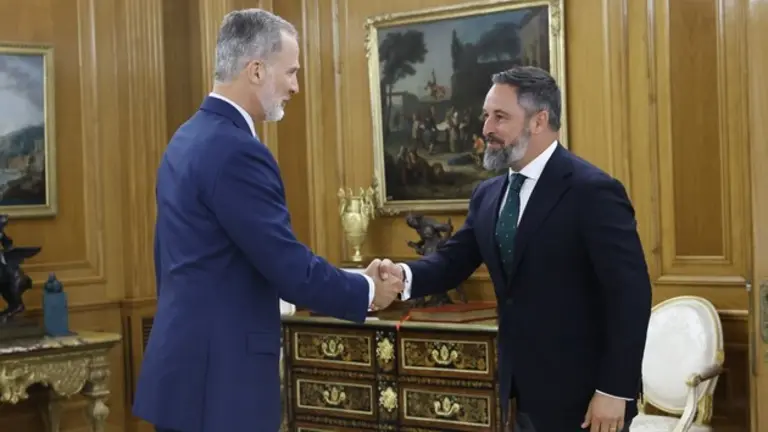 Santiago Abascal en su recepci&oacute;n con el Rey Felipe VI