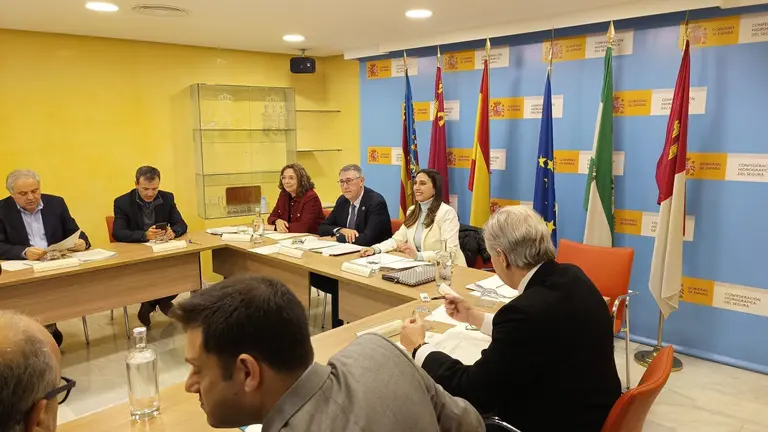 La consejera de Agua, Agricultura, Ganader&iacute;a y Pesca, Sara Rubira, en la reuni&oacute;n de la Junta de Gobierno de la Confederaci&oacute;n Hidrogr&aacute;fica del Segura.
