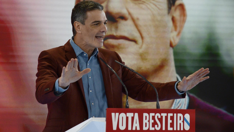 Pedro S&aacute;nchez, en un mitin en Galicia