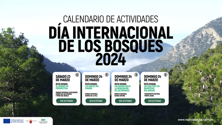 Cartel de las actividades organizadas por la Comunidad para conmemorar el D&iacute;a Internacional de los Bosques.