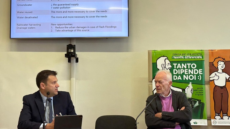 Imagen del director general del Agua, Jos&eacute; Sandoval, en la jornada inaugural del proyecto Gov4water celebrada en la ciudad italiana de Foligno.