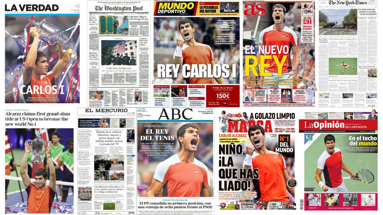 Portadas sobre la victoria de Carlos Alcaraz