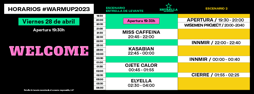 Horarios del viernes 28 de abril en el festival Warm UP 2023 (foto: Warm Up)