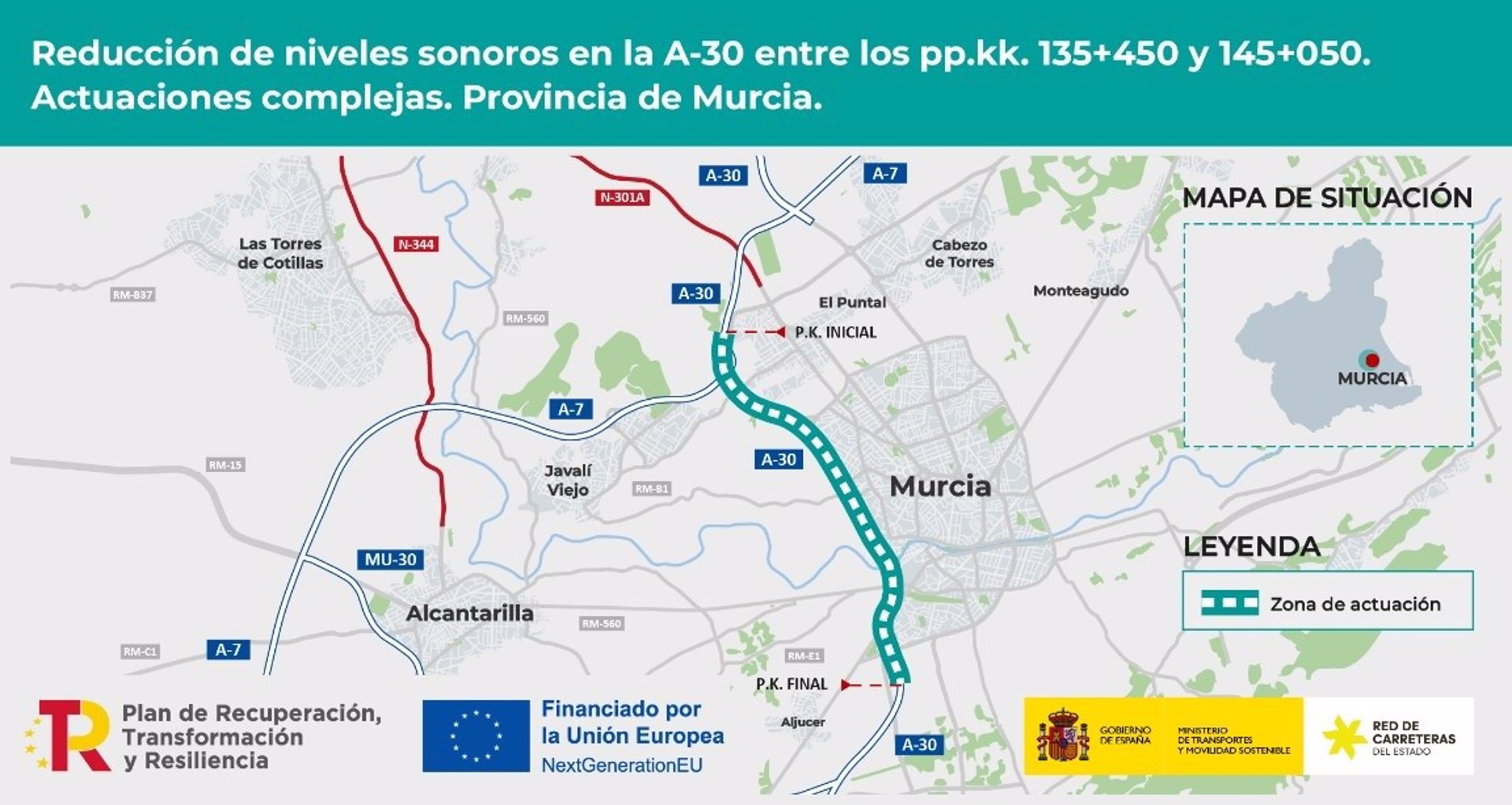 Mapa que recoge la distribución de las obras - MINISTERIO DE TRANSPORTES