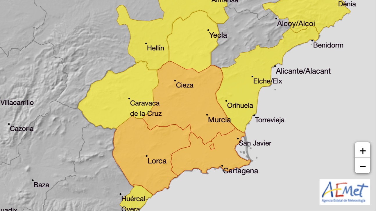 Avisos para este domingo (foto: Aemet)