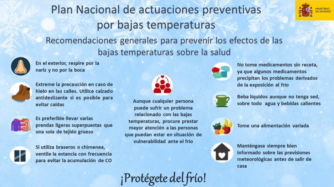 Infografía del Gobierno de España que explica las recomendaciones para combatir el frío a los ciudadanos (foto: Gobierno de España)