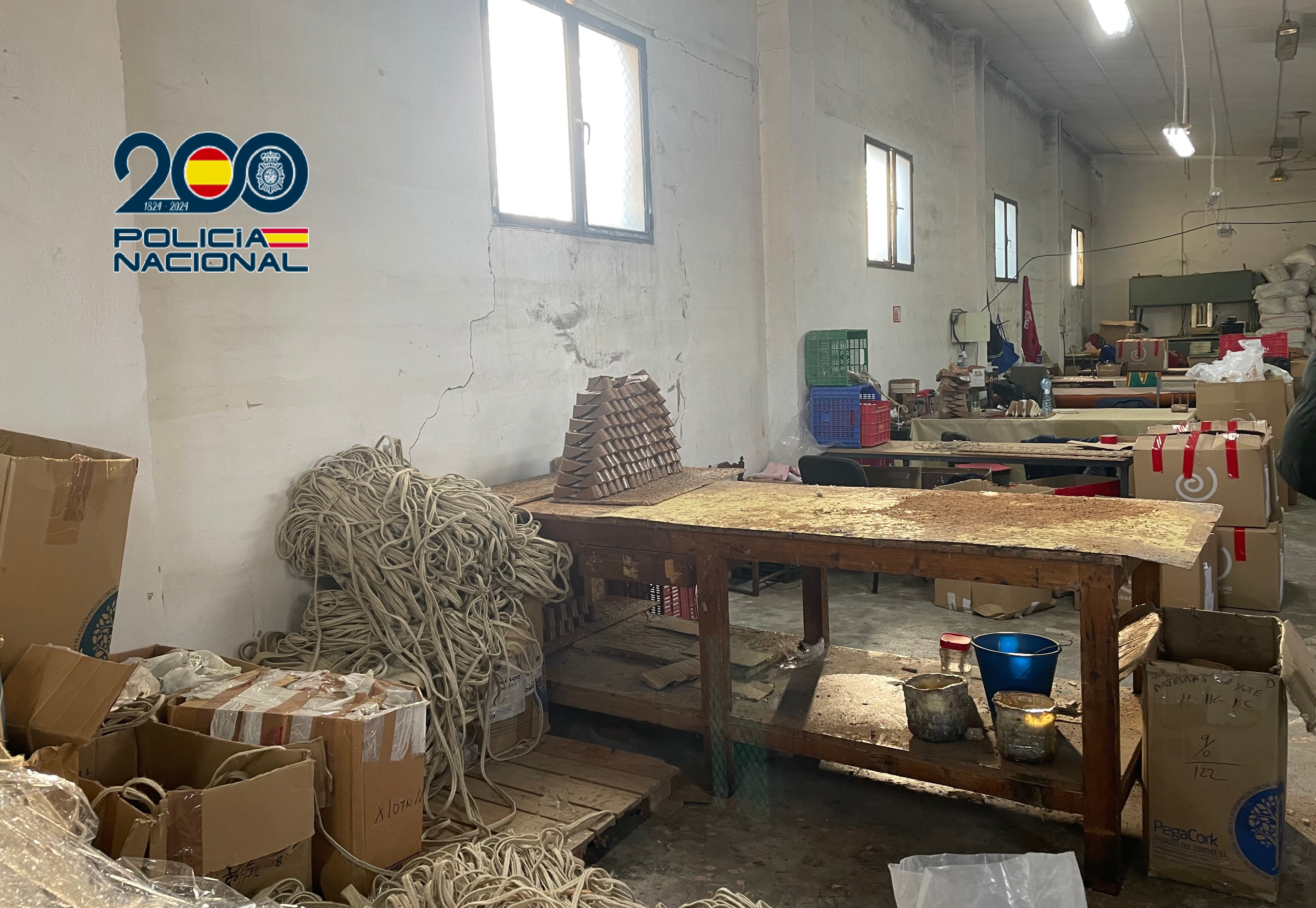 Almacén de calzado de Caravaca de la Cruz donde se explotaba laboralmente de los trabajadores (foto: PN)