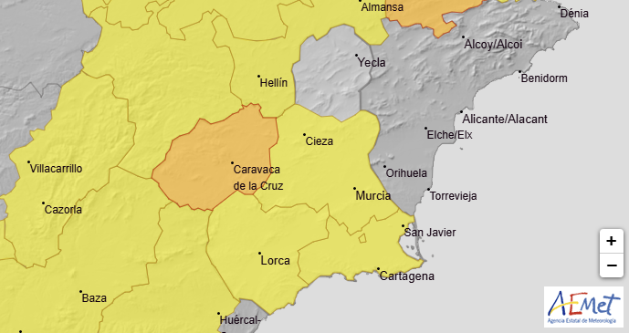 Avisos actualizados por la Aemet