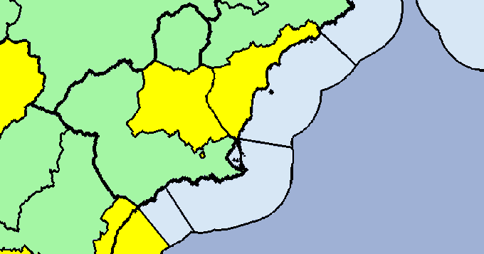 Aviso amarillo por tormentas en la Región de Murcia (foto: Aemet)