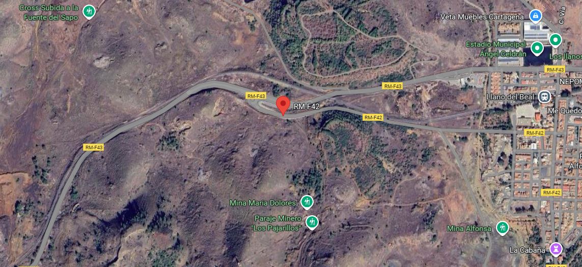 Localización del incendio de la diputación cartagenera de El Beal (foto: Google Maps)