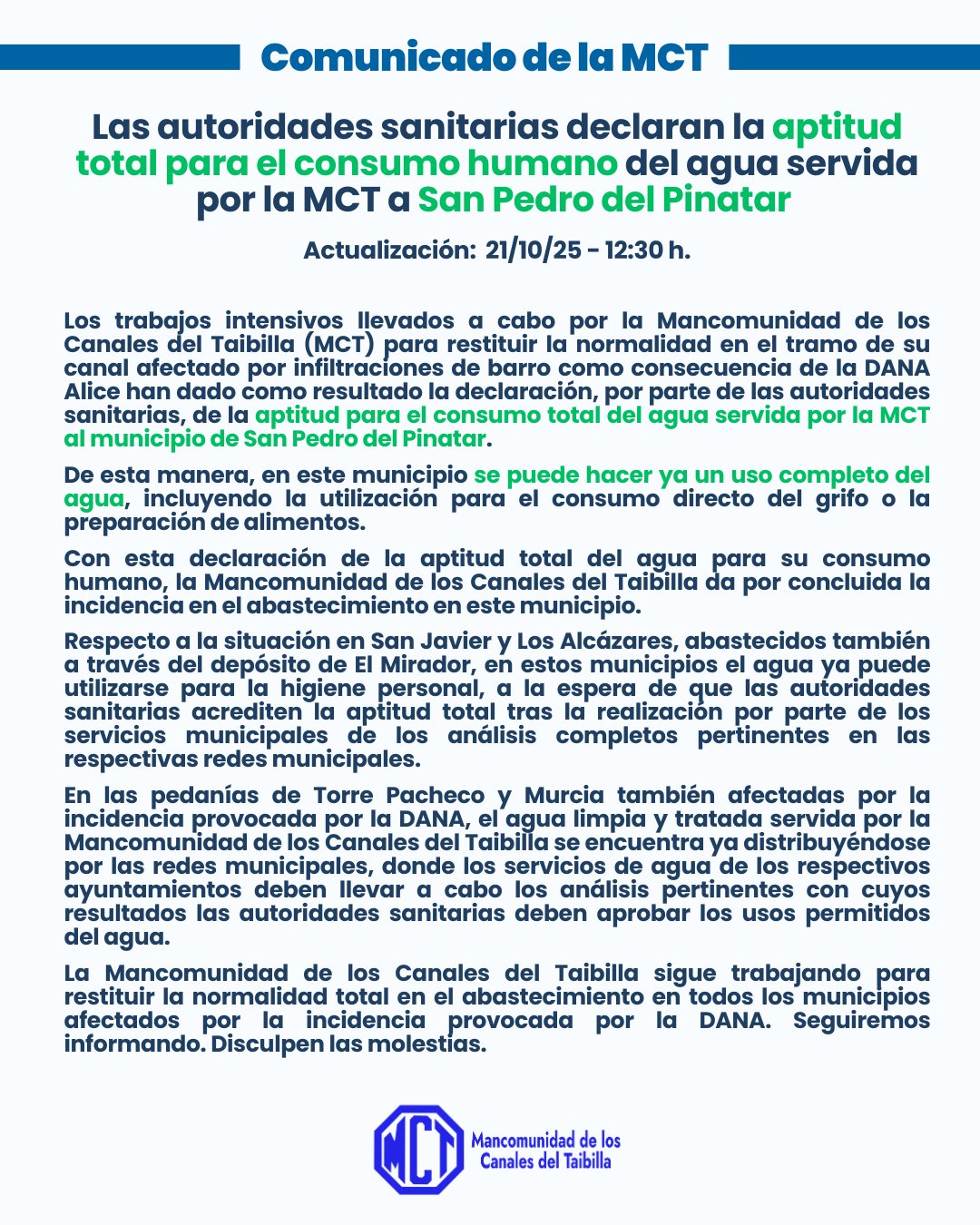 Comunicado de la MCT