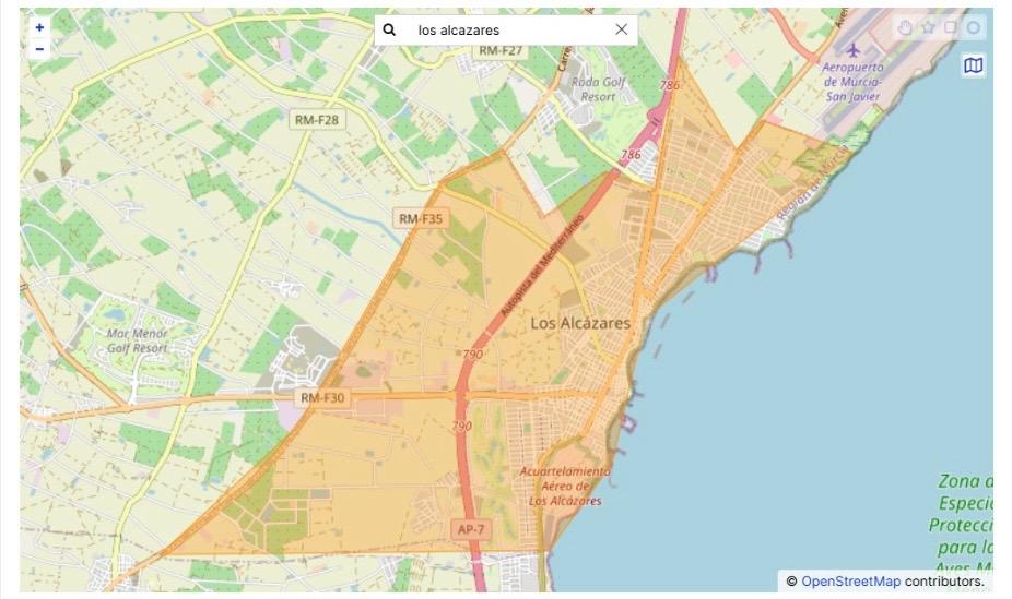 Zona de especial precaución en Los Alcázares ante posibles desbordamientos