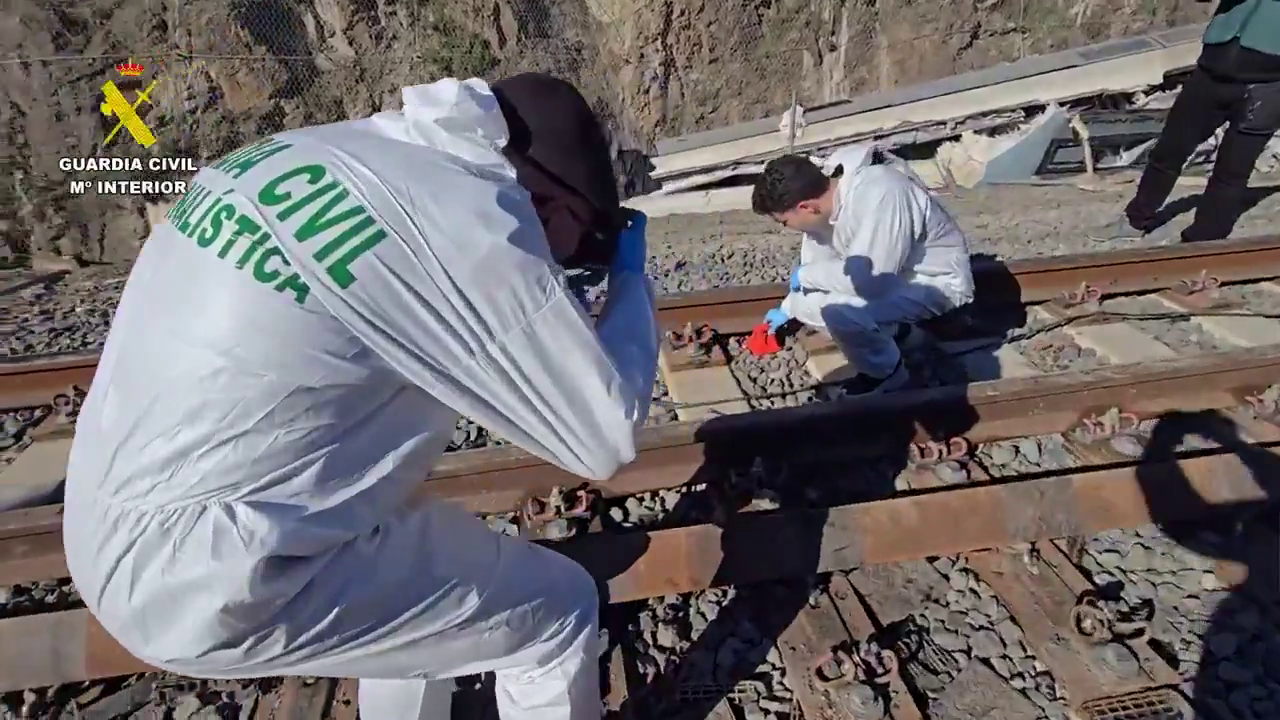 Miembros de la Guardia Civil, durante las investigaciones por la tragedia de los trenes en Adamuz, en Córdoba (foto: Guardia Civil)