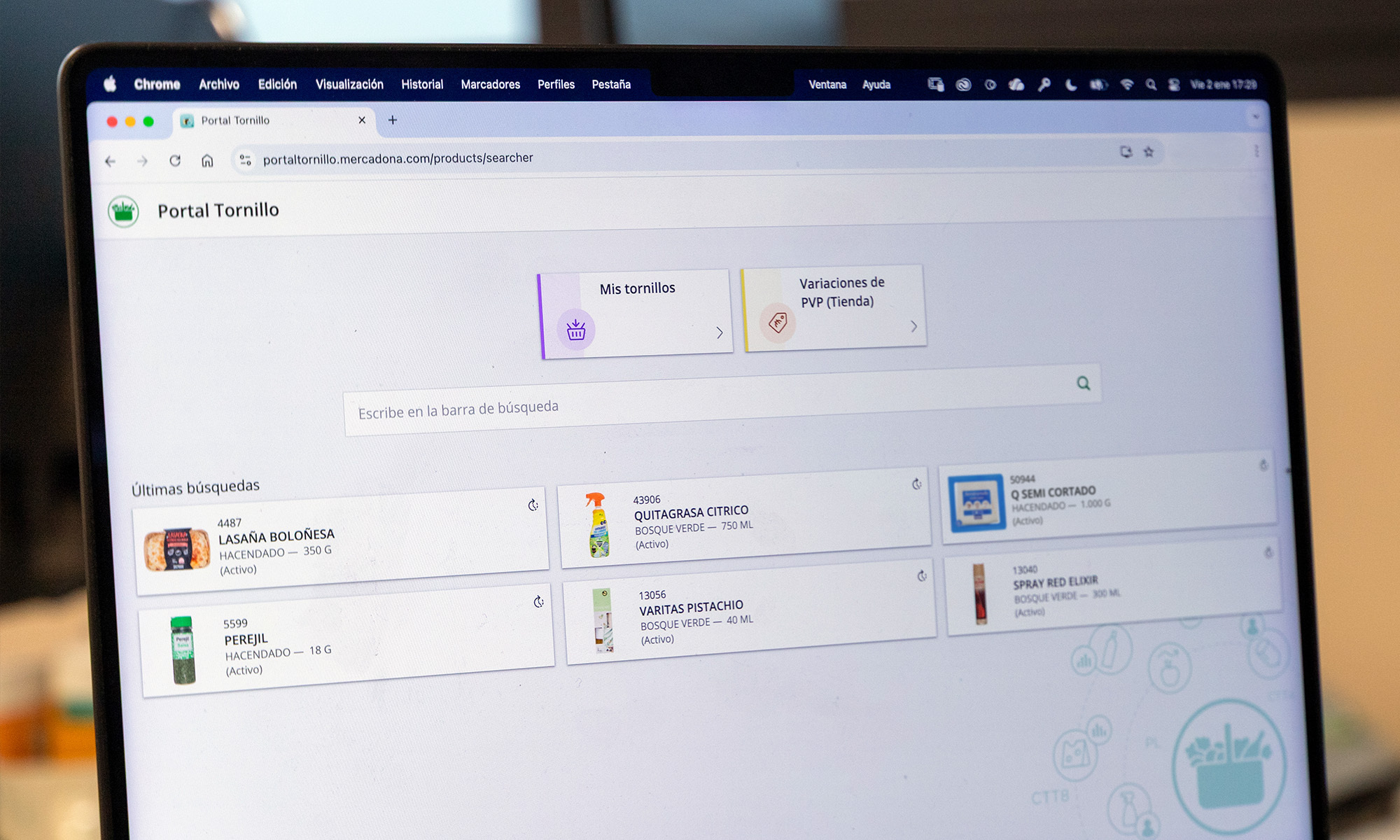 Cuadro de mandos del ‘Portal Tornillo’, la plataforma digital desarrollada por Mercadona IT.
