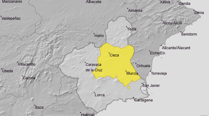 Mapa de avisos de la AEMET para este domingo 8 de marzo